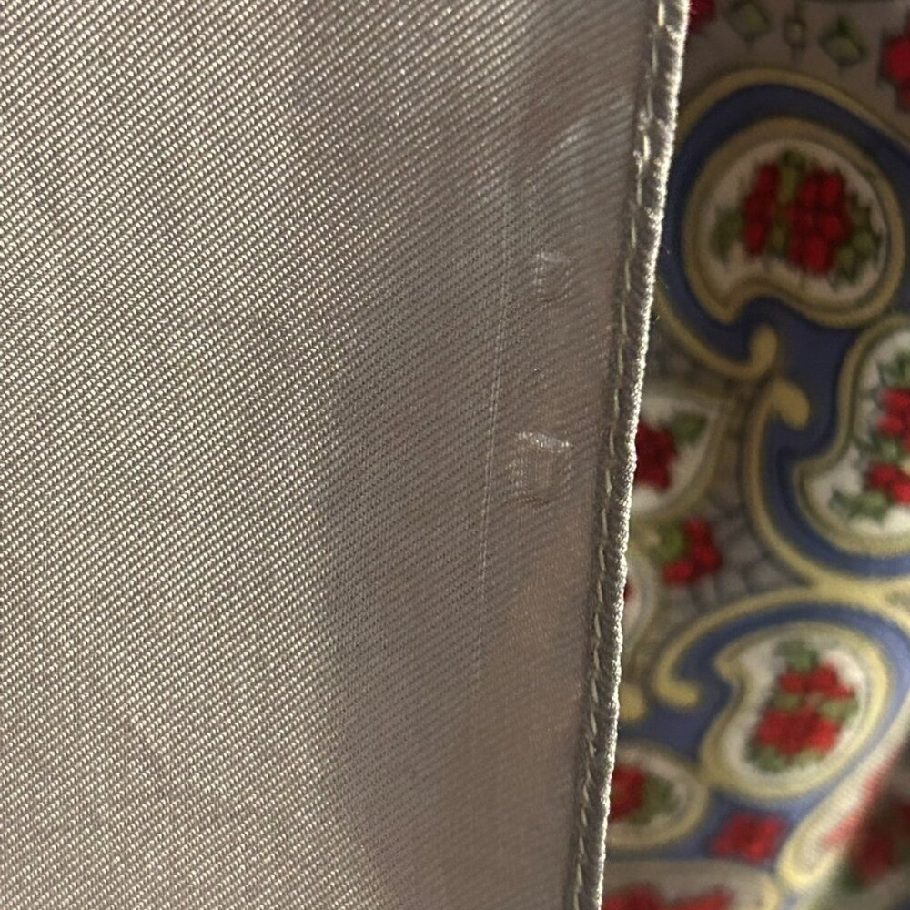 Vintage Liberty of London All Silk Scarf Gray with Reds ~ 26" x 25" - Picture 11 of 12